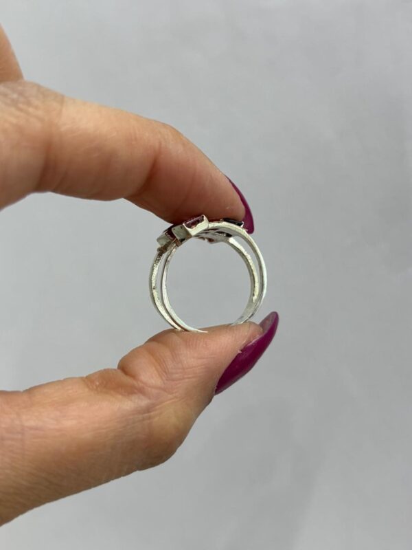 ANILLO de plata con oro diseño cuadrados con piedras n17 - Image 3