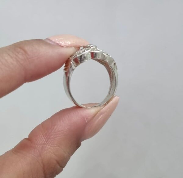 ANILLO de plata con oro y piedras blancas /roja n14 - Image 4