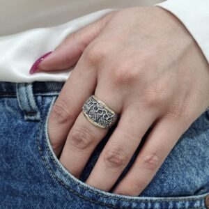 ANILLO de plata con oro diseño LECHUZAS n16