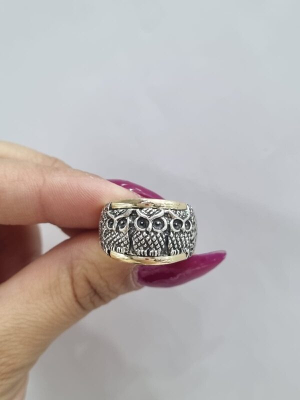 ANILLO de plata con oro diseño LECHUZAS n16 - Image 5
