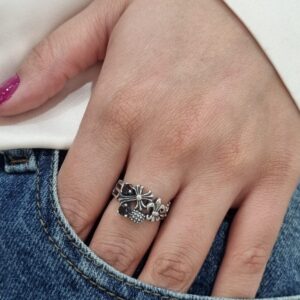 ANILLO de plata linea hindu modelo "Flor", ajustable