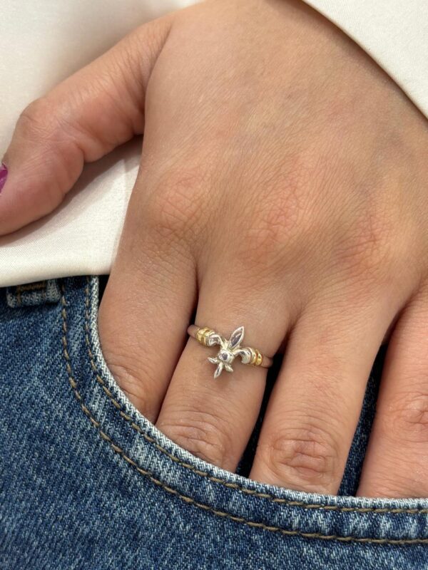 ANILLO de plata y oro con "FLOR DE LIS" n15