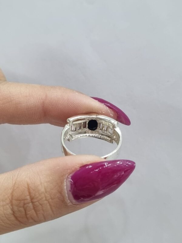 ANILLO de plata con oro y piedras diseño piedra central color negro n16 - Image 4