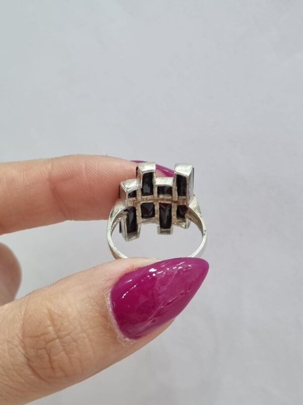 ANILLO de plata con oro y piedras color negro n18 - Image 3
