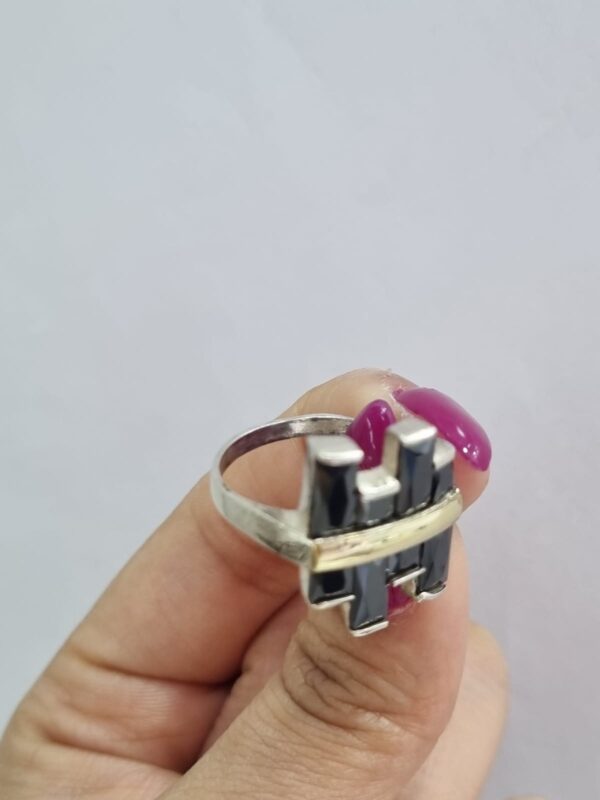 ANILLO de plata con oro y piedras color negro n18 - Image 5