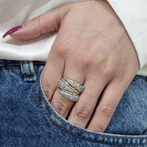 ANILLO de plata con oro y cubics n15