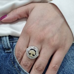 ANILLO de plata con oro diseño ARBOL DE LA VIDA n17
