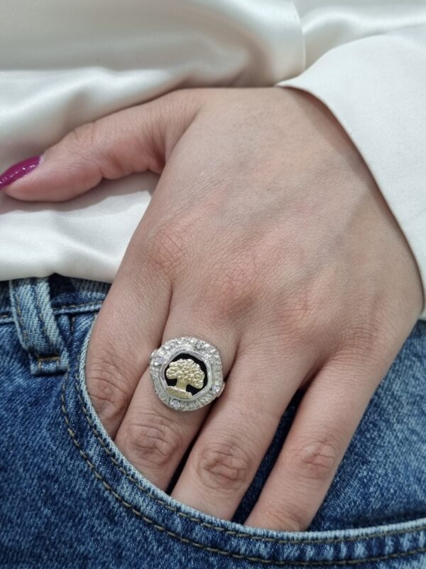 ANILLO de plata con oro diseño ARBOL DE LA VIDA n17