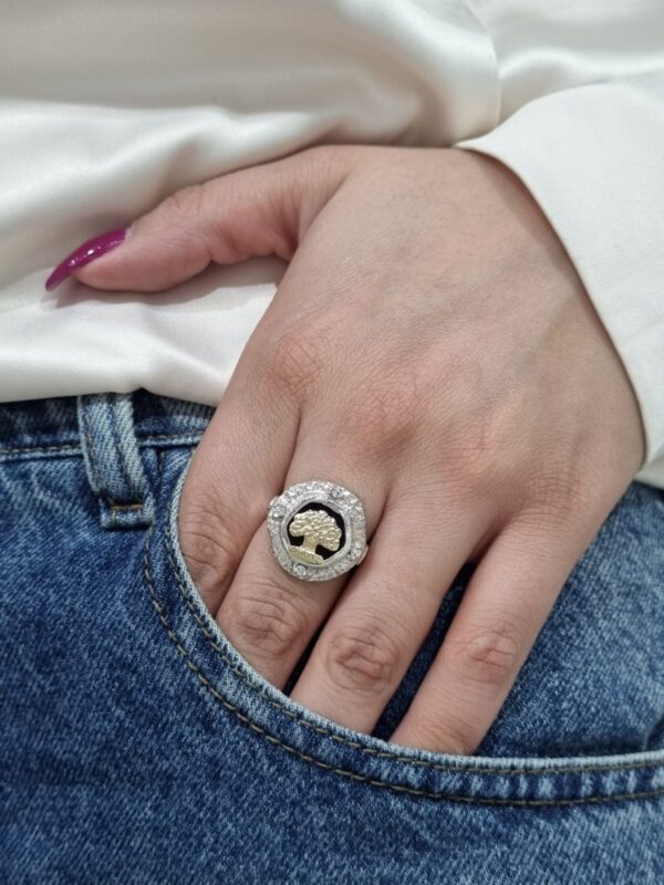 ANILLO de plata con oro diseño ARBOL DE LA VIDA n17 - Image 5