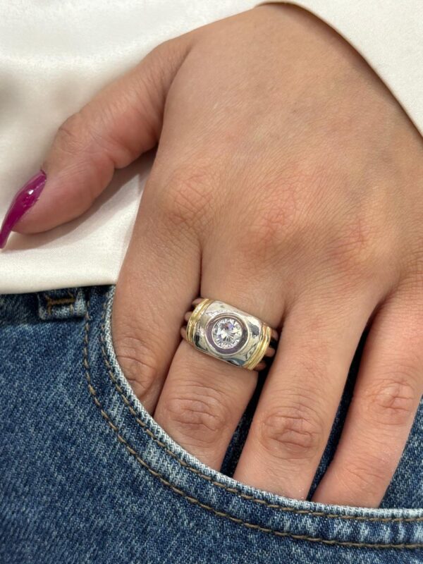 ANILLO de plata con oro y piedra n17