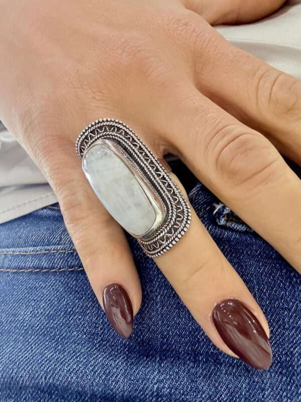 ANILLO de plata linea hindu modelo ancho con piedra natural n24 - Image 2