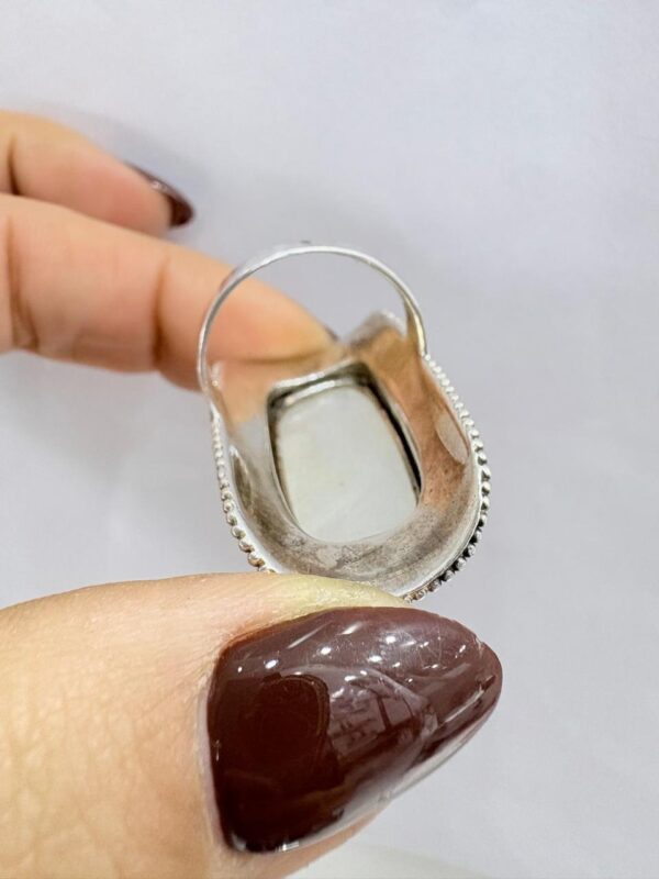 ANILLO de plata linea hindu modelo ancho con piedra natural n24 - Image 3
