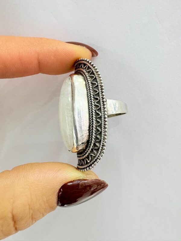 ANILLO de plata linea hindu modelo ancho con piedra natural n24 - Image 4