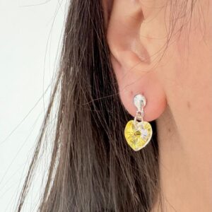 AROS de plata colgante con dije corazón color aurora boreal