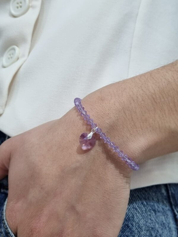 PULSERA de cristal europeo modelo con corazon lila