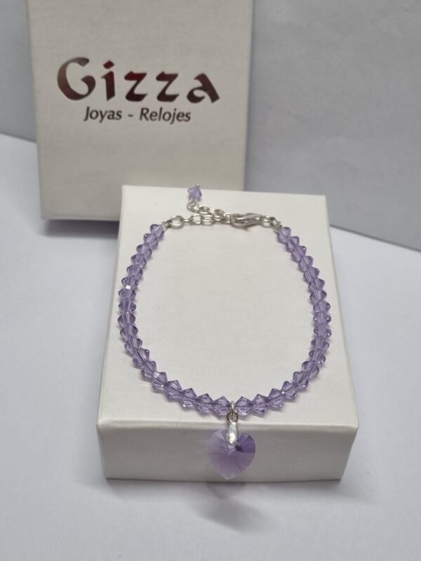 PULSERA de cristal europeo modelo con corazon lila - Image 2