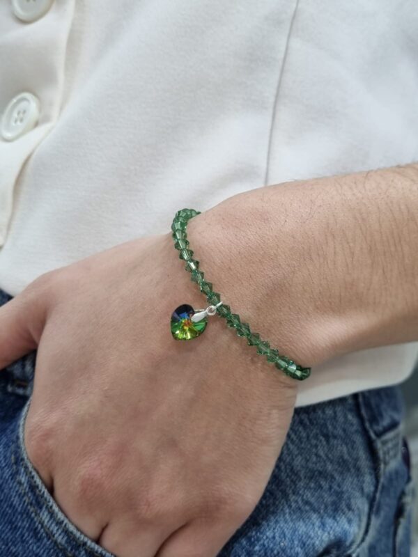 PULSERA de cristal europeo modelo con corazon verde