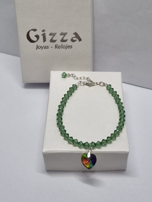 PULSERA de cristal europeo modelo con corazon verde - Image 2
