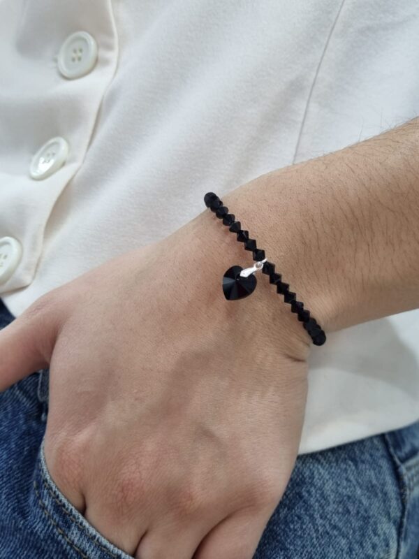 PULSERA de cristal europeo modelo con corazon negro