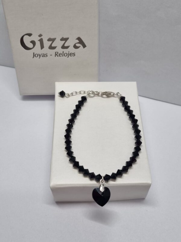 PULSERA de cristal europeo modelo con corazon negro - Image 2
