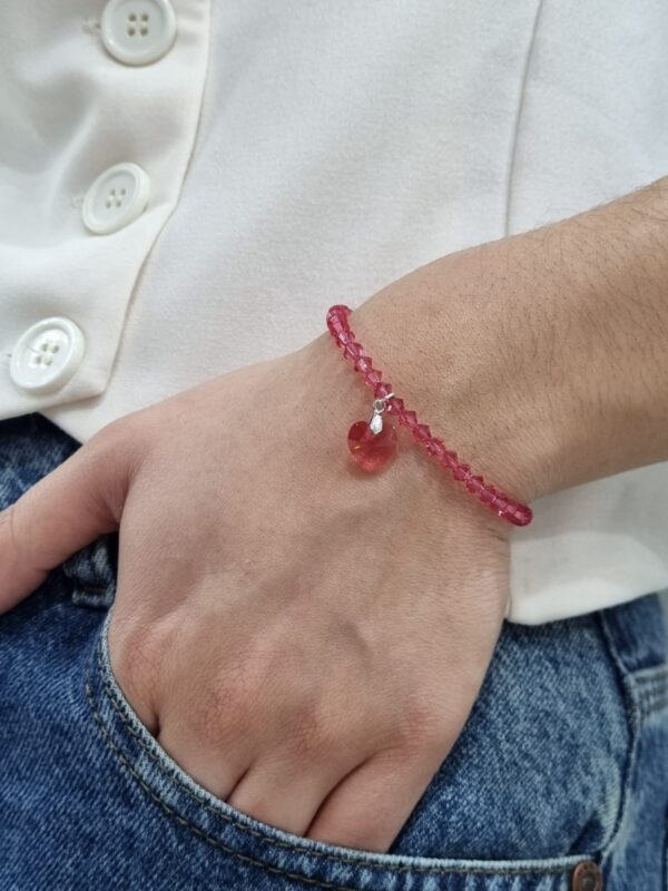 PULSERA de cristal europeo modelo con corazon coral