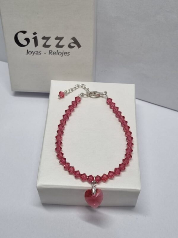 PULSERA de cristal europeo modelo con corazon coral - Image 2