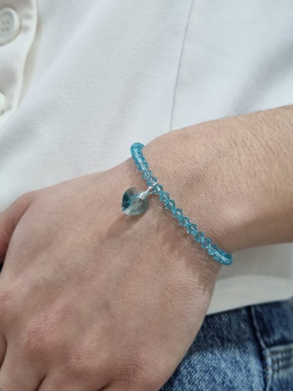 PULSERA de cristal europeo modelo con corazon celeste intenso