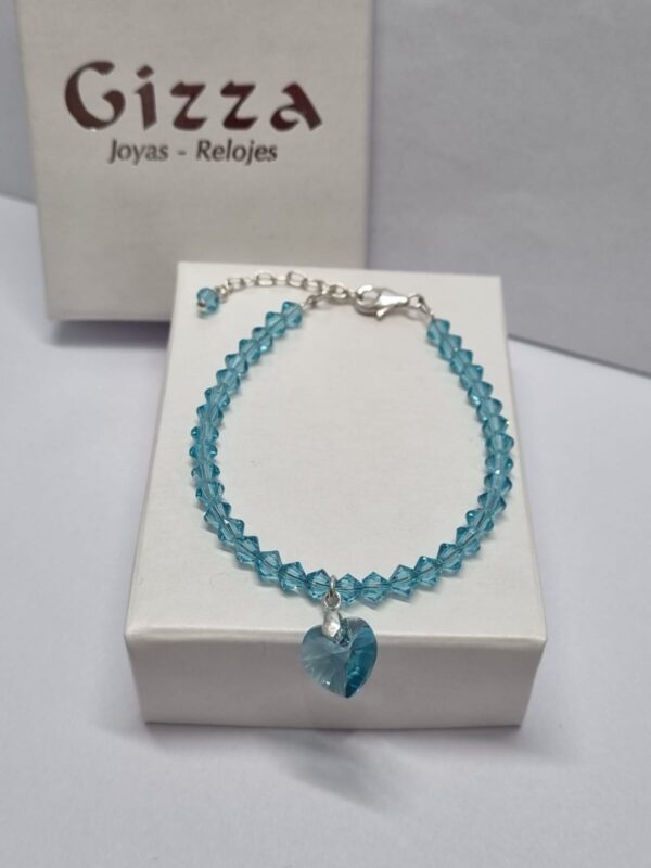 PULSERA de cristal europeo modelo con corazon celeste intenso - Image 2