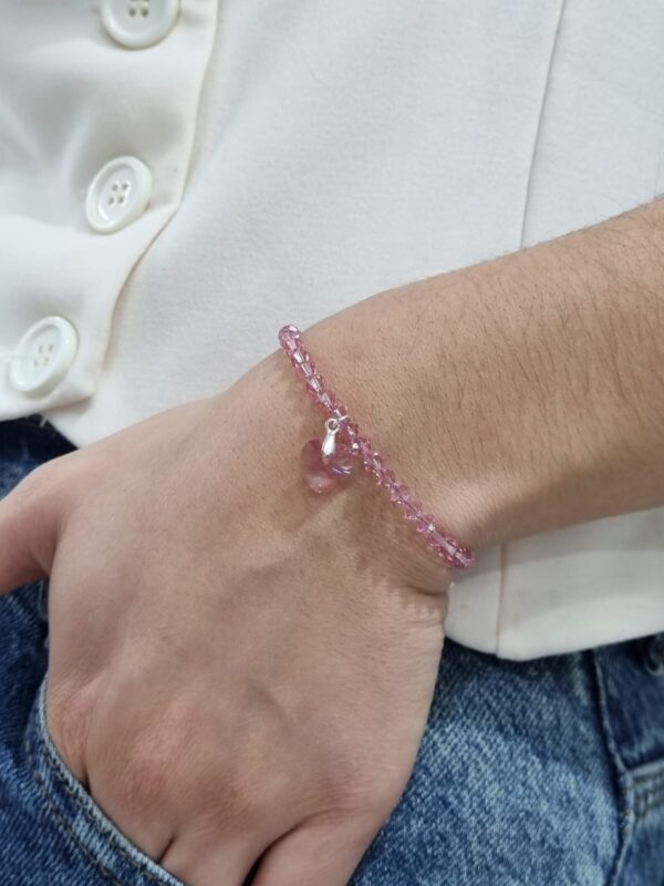 PULSERA de cristal europeo modelo con corazon rosa clarito