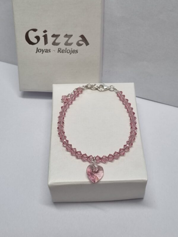 PULSERA de cristal europeo modelo con corazon rosa clarito - Image 2