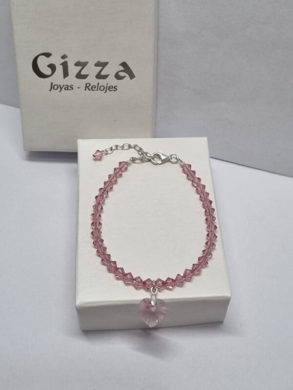 PULSERA de cristal europeo modelo con corazon rosa clarito - Image 3