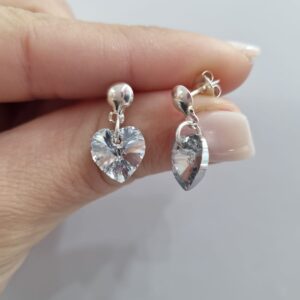 AROS de plata colgante con dije corazón color gris tornasol