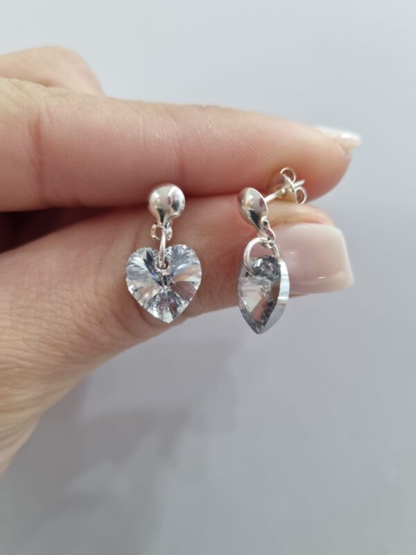 AROS de plata colgante con dije corazón color gris tornasol
