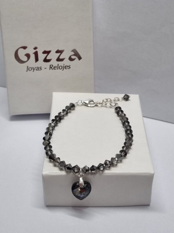 PULSERA de cristal europeo modelo con corazon gris - Image 2