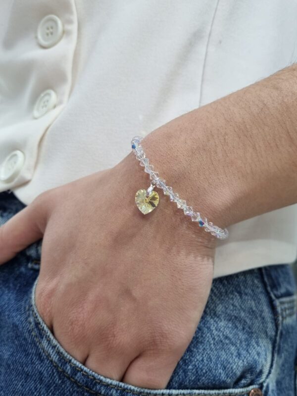 PULSERA de cristal europeo modelo con corazon aurora boreal