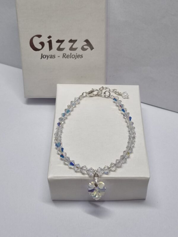 PULSERA de cristal europeo modelo con corazon aurora boreal - Image 3