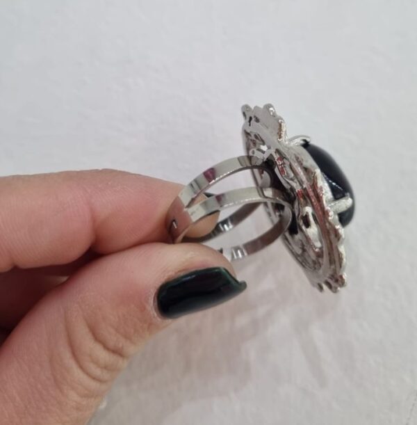 ANILLO de acero con simil piedra negra central - Image 3
