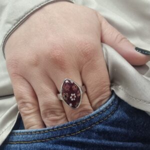 ANILLO de acero modelo "GOTA ROJA"