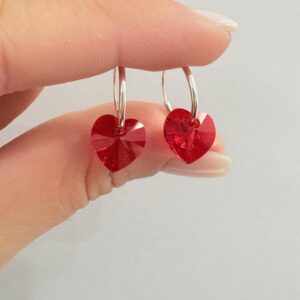 AROS de plata diseño cubanos 1,2cm con corazón rojo n1