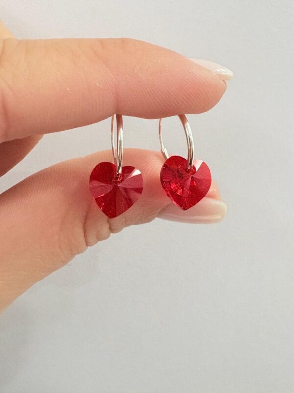AROS de plata diseño cubanos 1,2cm con corazón rojo n1
