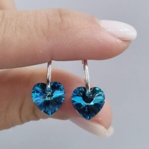 AROS de plata diseño cubanos 1,2cm con corazón azul n1