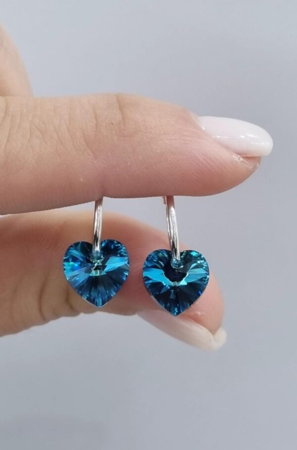 AROS de plata diseño cubanos 1,2cm con corazón azul n1