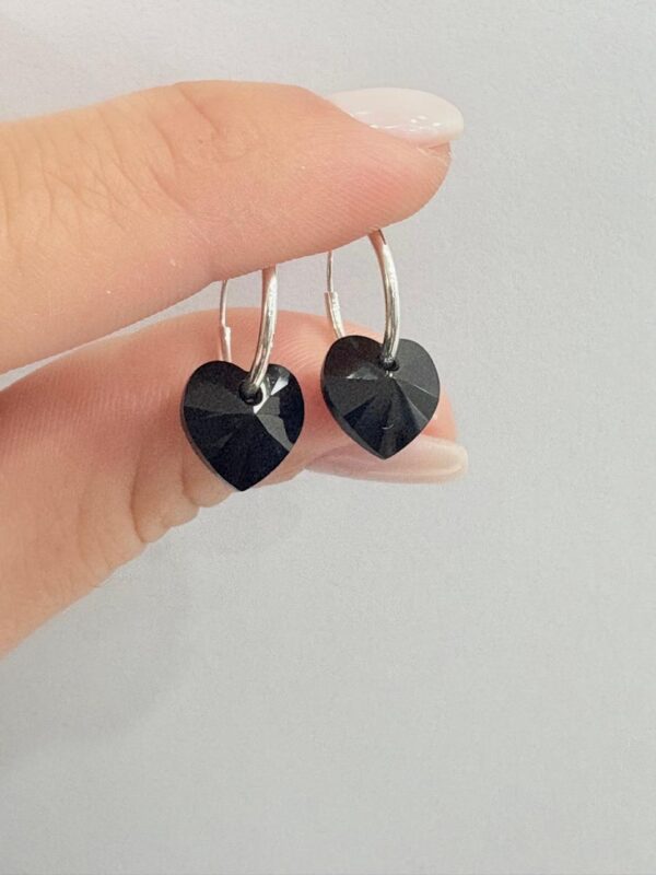 AROS de plata diseño cubanos 1,2cm con corazón negro n1 - Image 2