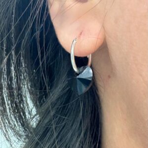 AROS de plata diseño cubanos 1,2cm con corazón negro n1