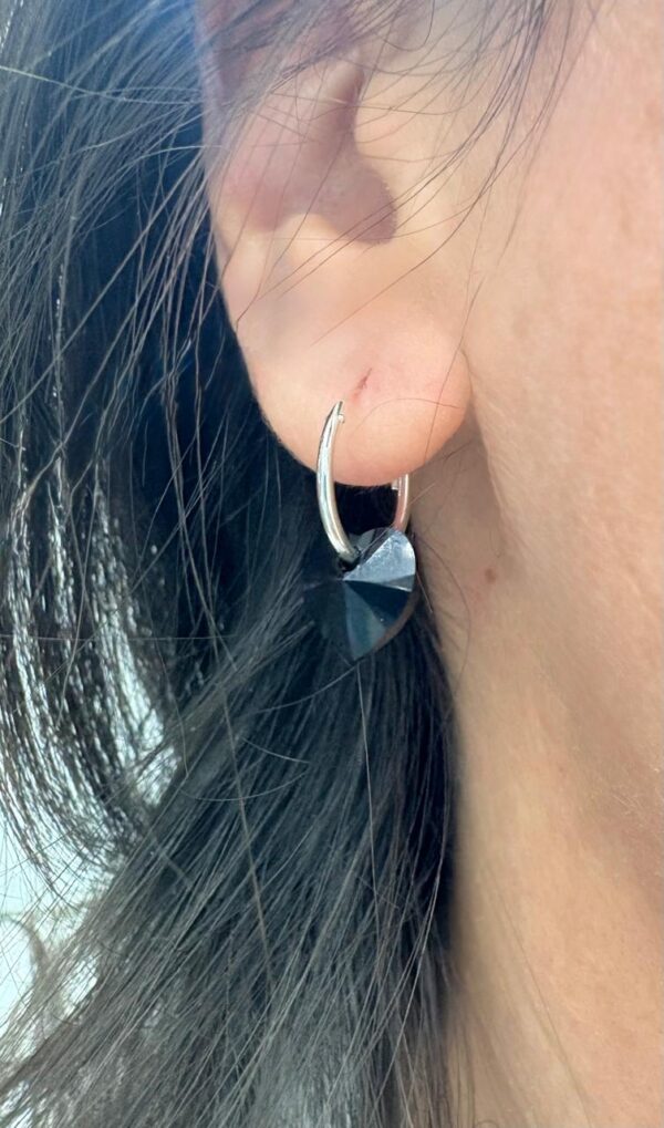 AROS de plata diseño cubanos 1,2cm con corazón negro n1
