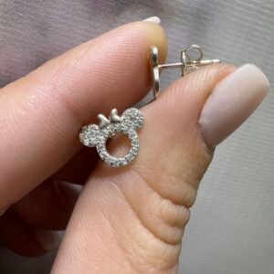 AROS de plata rodinada diseño MINNIE MOUSE con piedras