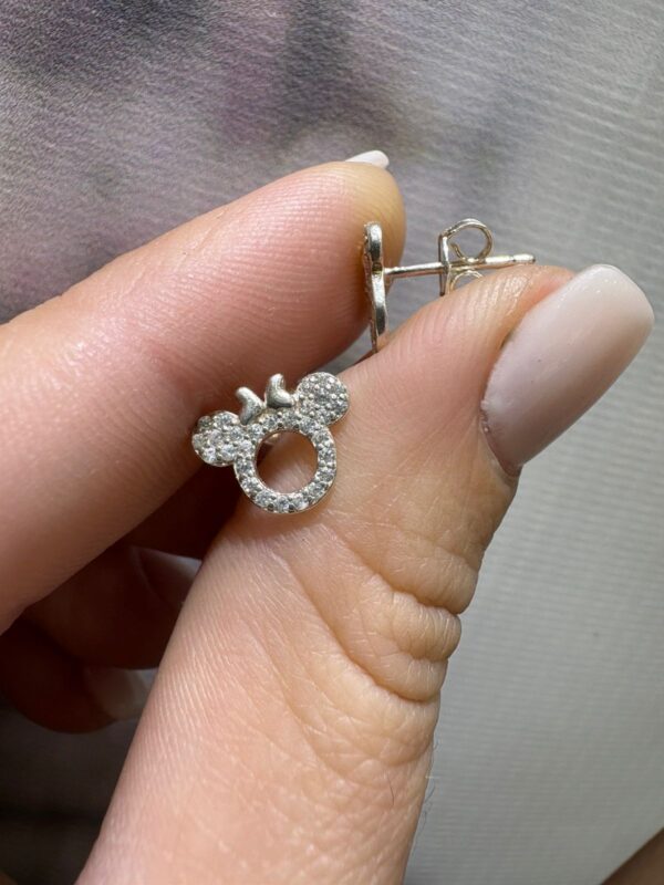 AROS de plata rodinada diseño MINNIE MOUSE con piedras