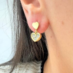 AROS de acero dorado diseño CORAZON colgante