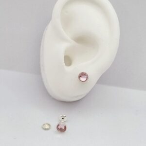 AROS de plata con sistema de cierre abridor con piedra ROSA de 0,6mm
