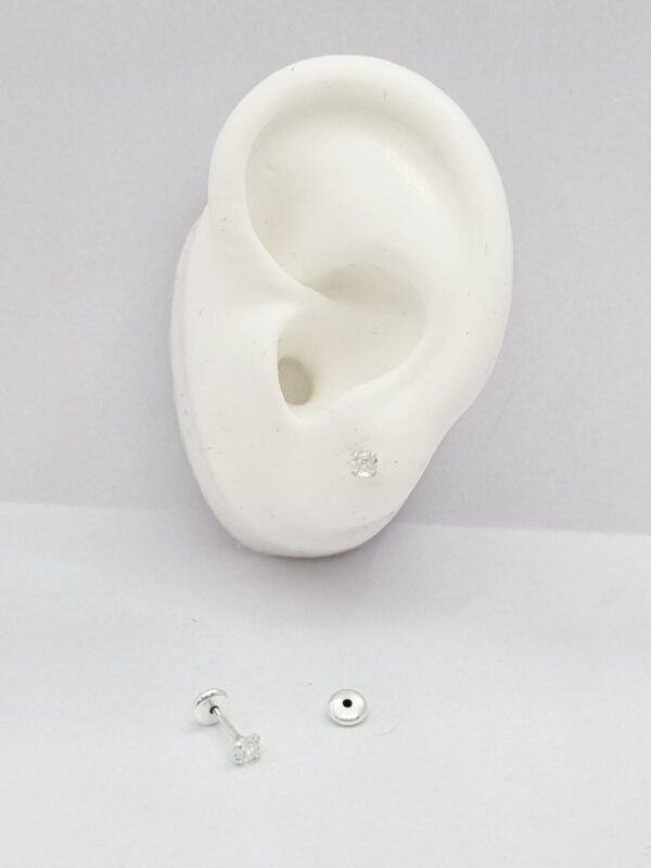 AROS de plata con sistema de cierre abridor diseño con piedra blanca de  3mm